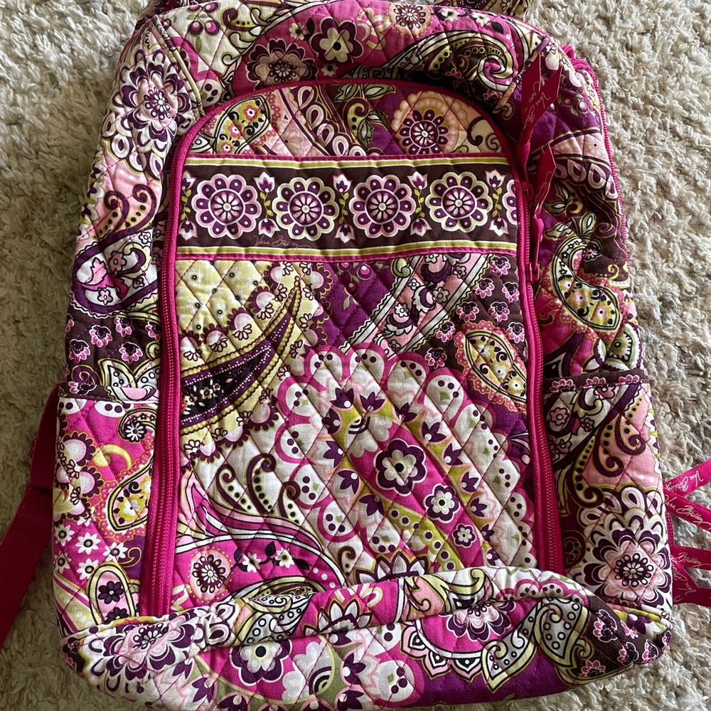 Vera Bradley Pink and Purple Quilted Backpack